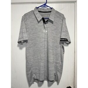 Oakley Polo Shirt Mens Large Gray Short Sleeve Golf Regular Fit